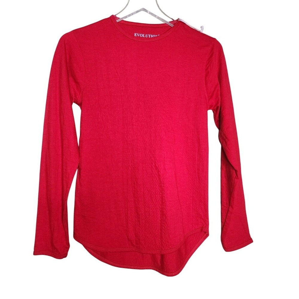 Evolution in Design Red Thermal Top Activewear Waffle Knit Athletic Long Sleeve